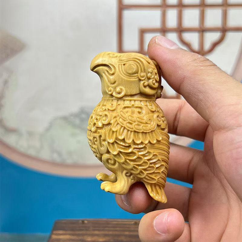 Wooden Carving Spring And Autumn Period And Warring States Period Bird Zun mascot Decorative Gods and beasts Statue