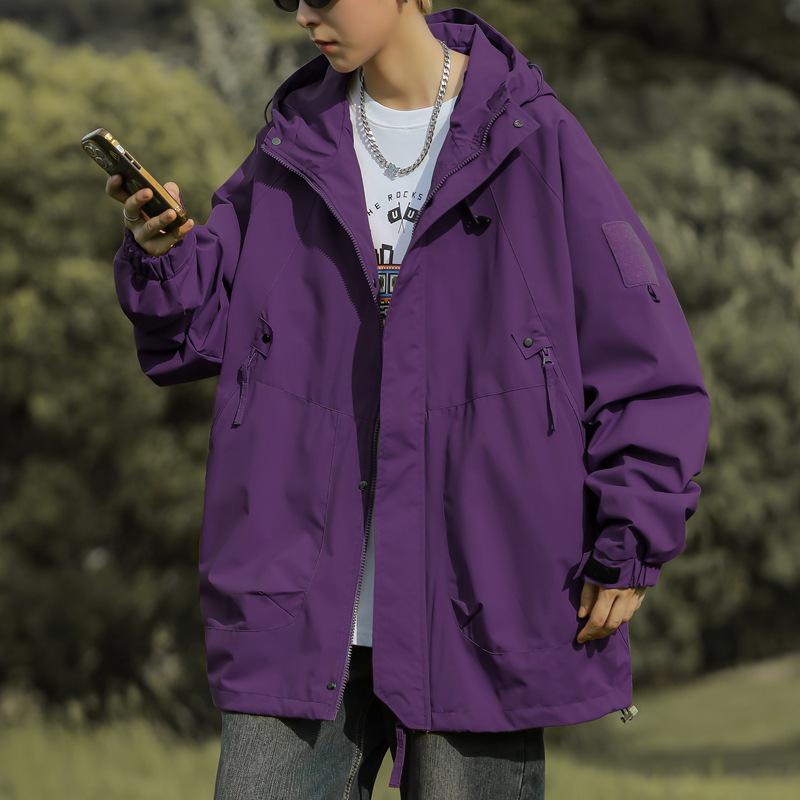 

Мужская водонепроницаемая ветровка: Осенняя уличная куртка свободного кроя для весны и осени, двусторонняя XL