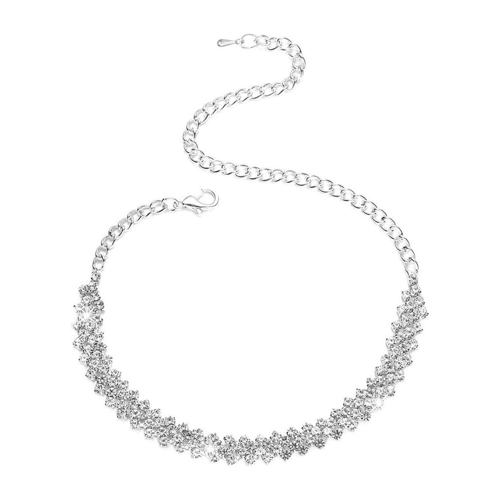 Sølvglitrende full diamant ankelkjede kvinne, nisjedesign temperament zirkonsmykker gave