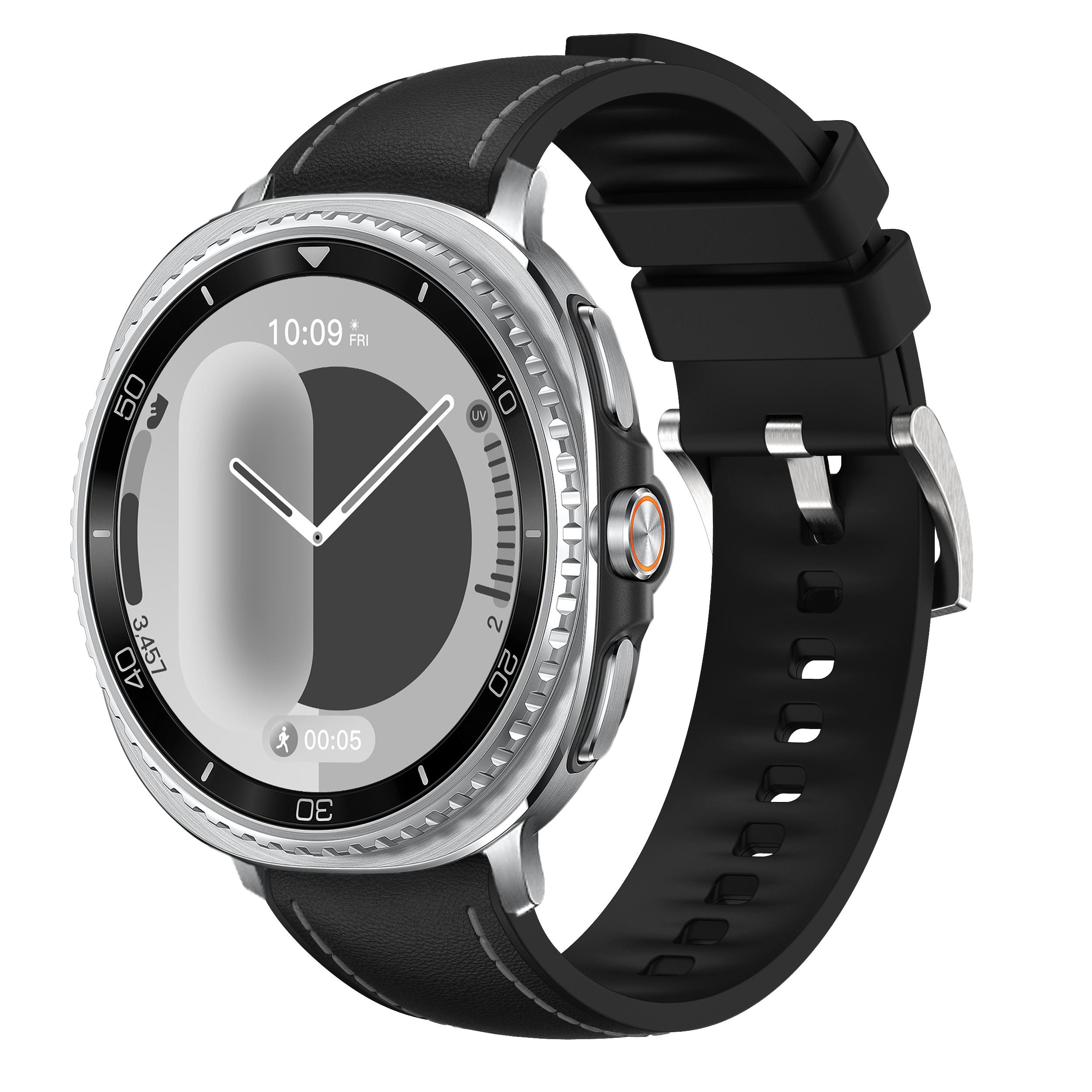 

Оригинальный силиконовый+кожаный ремешок для Samsung Galaxy Watch 8 Classic 46 мм Удобный браслет Galaxy Watch 8 40 мм 44 мм Браслет на запястье Watch 8 Classic 46mm чёрный