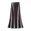 Elegant Satin Fish Tail Skirt For Women With Stretch Waistband In Spring Fashion
