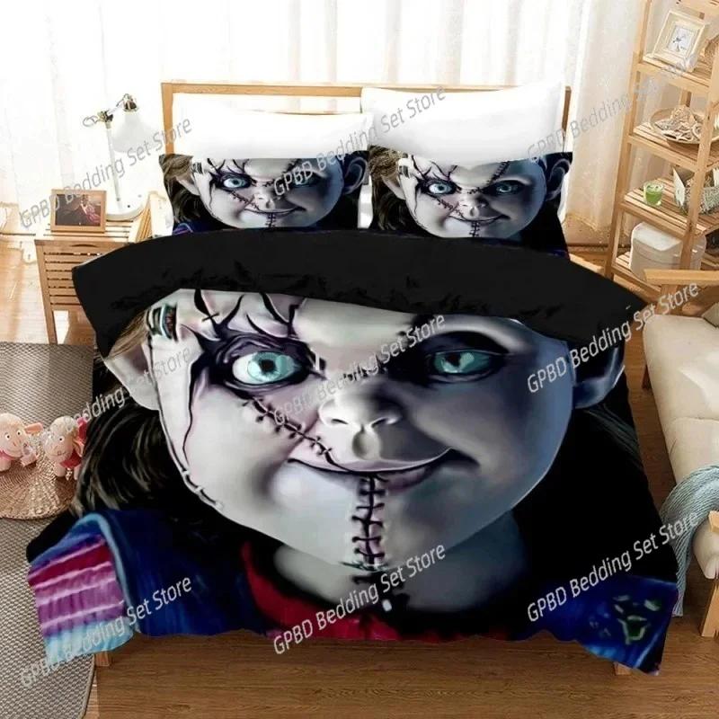 Comforter Horror Movie Child Of Play Chucky Bedding Set 3D Printed Suitable For Bedroom Kids Home Textile