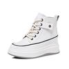 Fashion 7.5CM Women Shoes Natural Cow Genuine Leather Spring Chunky Sneakers Platform Wedge Ankle Boots Hidden Heel Autumn Winter Shoes