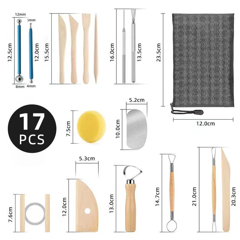 

17pcs Pottery Tools Kit Polymer Clay Tools Modeling Clay Sculpting Tools Kit