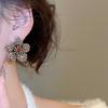 Elegant Diamond-Studded Flower Earrings: Silver Needle Retro Style for High-End Fashion