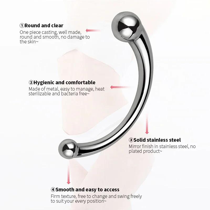 Double Ended Anal Hook Butt Plug Stainless Steel G Spot Wand Prostate Massage Stick Vagina Stimulator Sex Toys for Men Women 18+