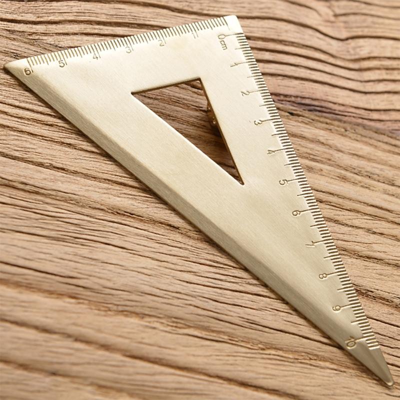 Brass Drawing Protractor Stationery Precisions Measuring Tool Vintage Triangular Ruler Painting Drawing Tool Enduring