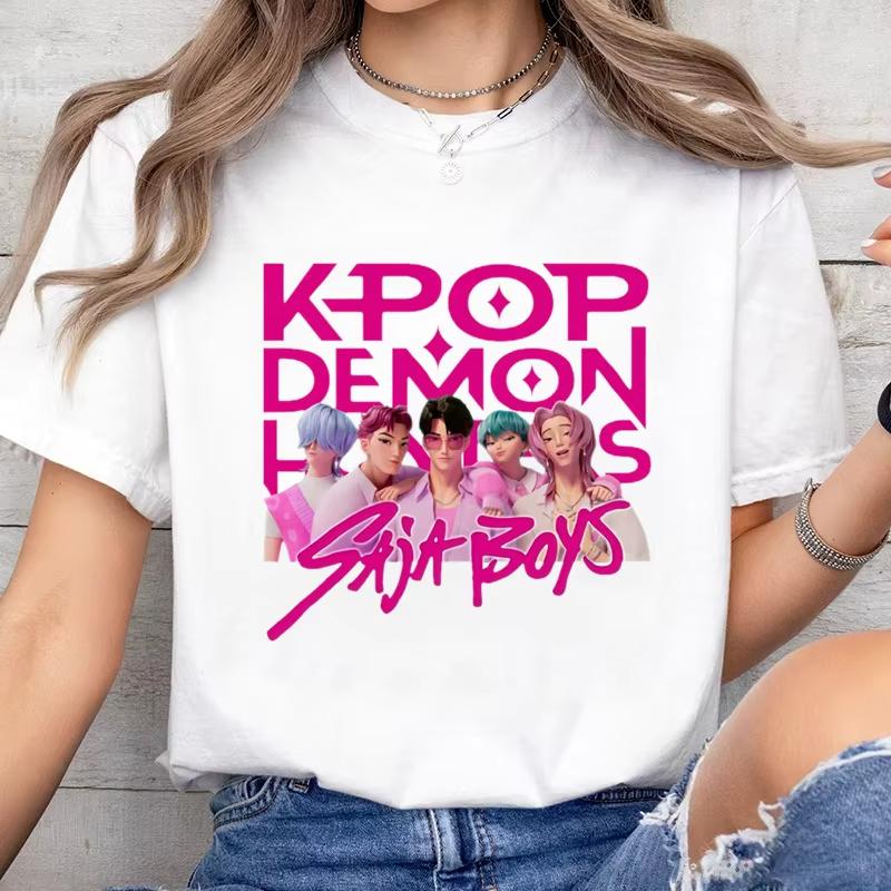 New Boys  Printed T-shirt Men s and Women s Short Sleeve Fun Cartoon Round Neck T-shirt Casual Summer Top XS