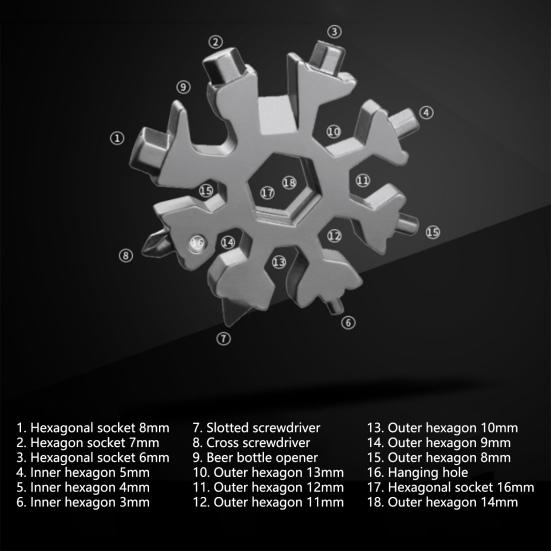 Multifunkční nástroj Snowflake, odolný proti korozi, otevřená lahev z nerezové oceli, profesionální přesný klíč na sněhové vločky, multifunkční nástroj