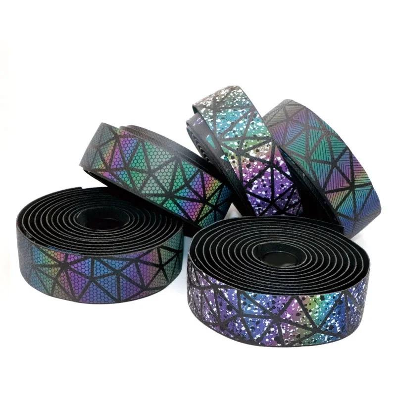 Fahrrad Dämpfung Anti-Vibration Wickel EVA PU Fahrrad Bequem Regenbogen Lenkerband Kork Rennrad Reflektierendes Lenkerband