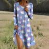 Long  Sleeve Dress For Women Casual Loose Fit Print Dress With Pockets
