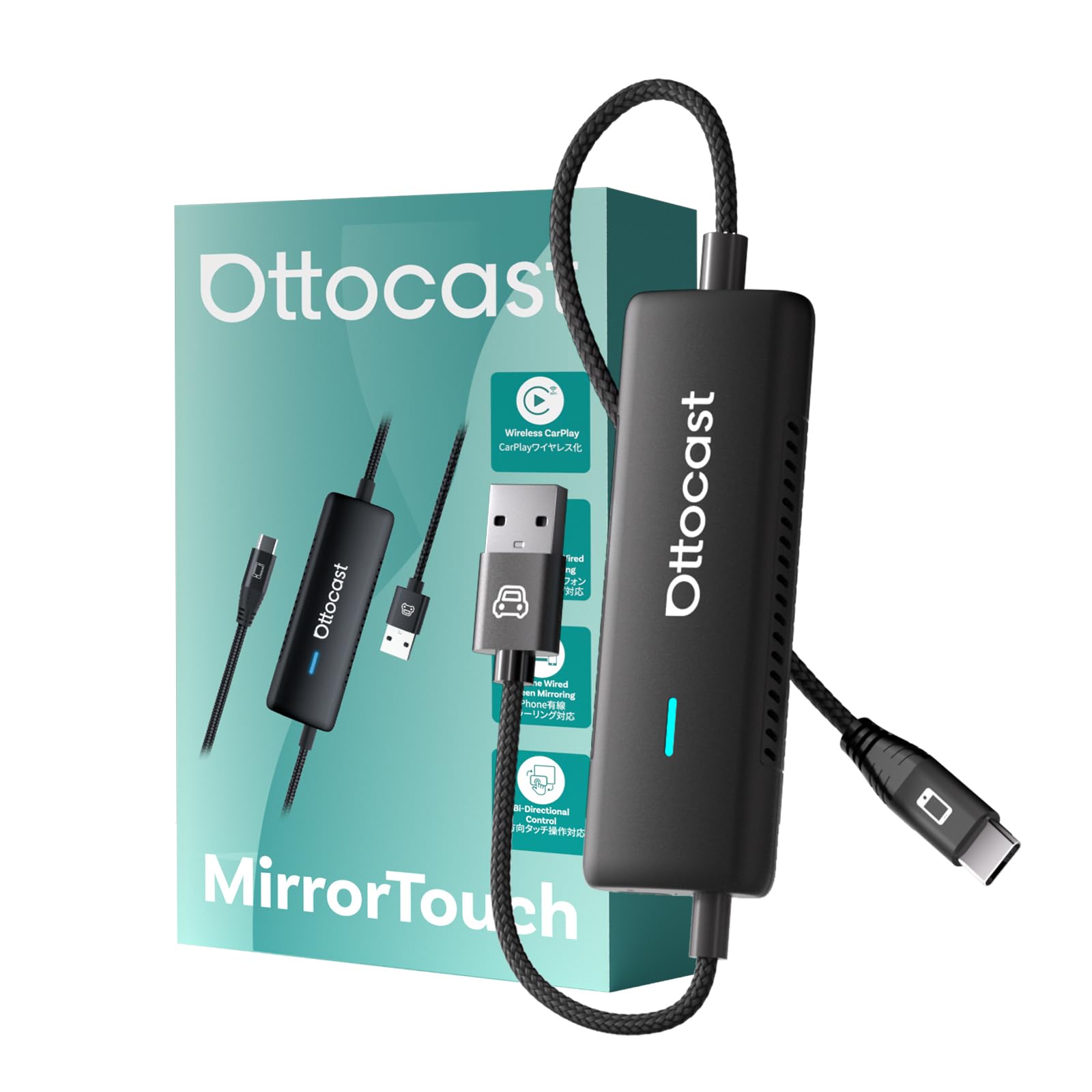 

Беспроводной адаптер CarPlay OTTOCAST Mirror Touch, Зеркалирование всего экрана смартфона на автомобильную навигацию