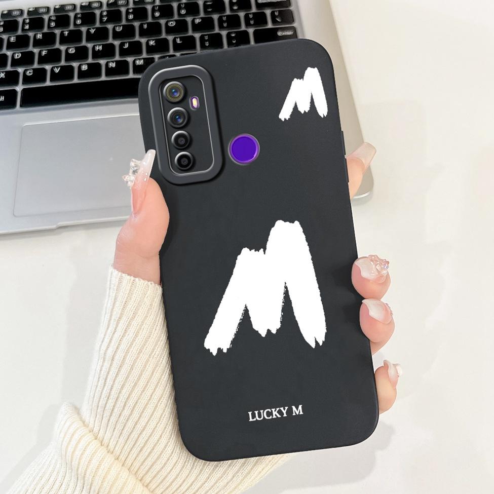 For Realme 5i RMX2030 6i RMX2040 Cover For Realme 6i Case Simple Fashion Letters A-Z Pattern Design Silicone Shockproof Bumper