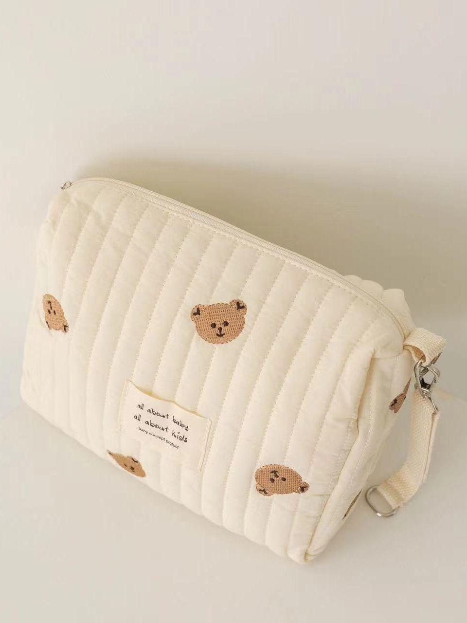 

Вишита бавовняна сумка для пелюшок на блискавці для коляски 25cm x 17cm x 10cm