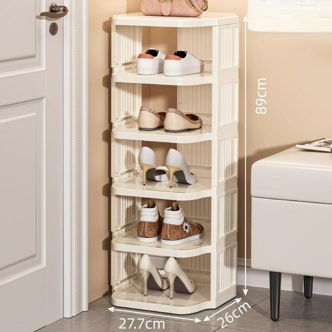 8-layer Stackable Shoe Rack, Suitable for DIY Free-standing Shoe Storage Bags In Wardrobes, Small and Narrow Spaces, Plastic