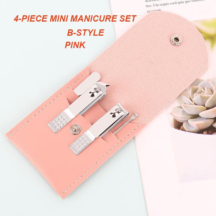 2025 New Hotsale Professional 4-Piece Mini Manicure Set Stainless Steel Nail Kit for Beginners with Leather Case