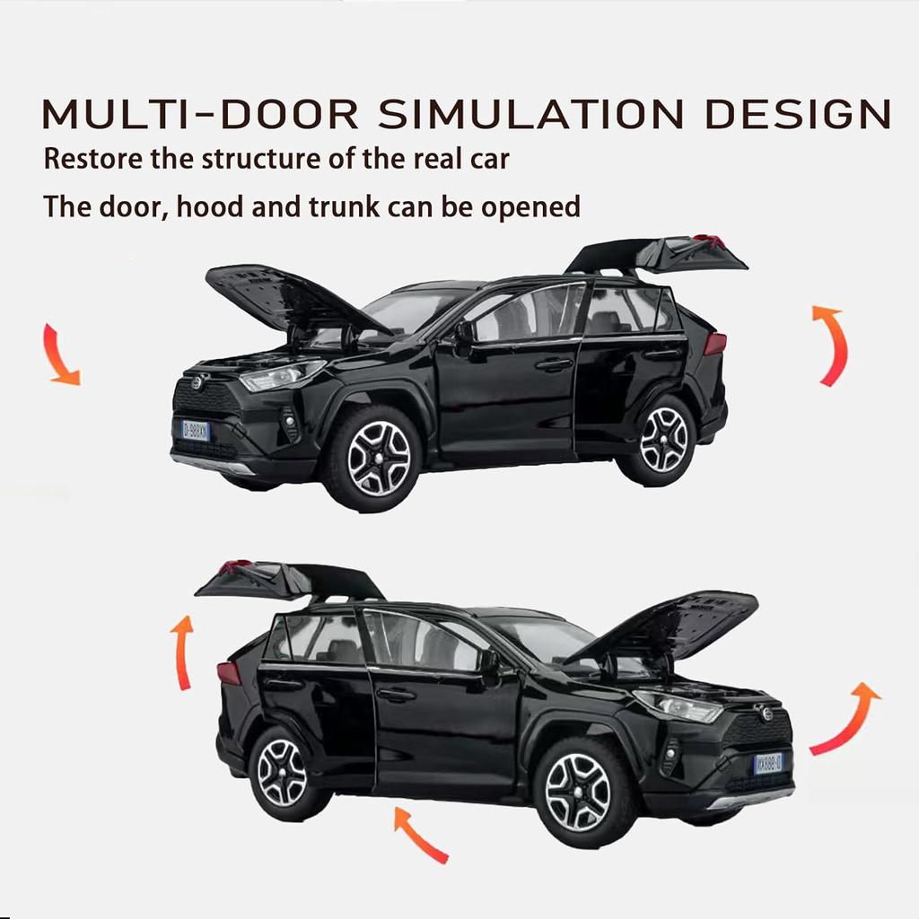 Model de mașină Toyota RAV4 1/32, mașină de jucărie din aliaj, model de colecție, cu lumină și sunet, mașină de jucărie pentru băieți, copii mici, mașină cadou
