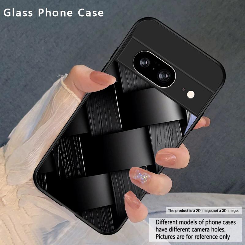 Dark geometric texture For Google Pixel 10 Pro XL Pixel 9 Pro XL Pixel 8a 7a Pixel 7 Pro Pixel 8 7 9 10 Black Glass Phone Case