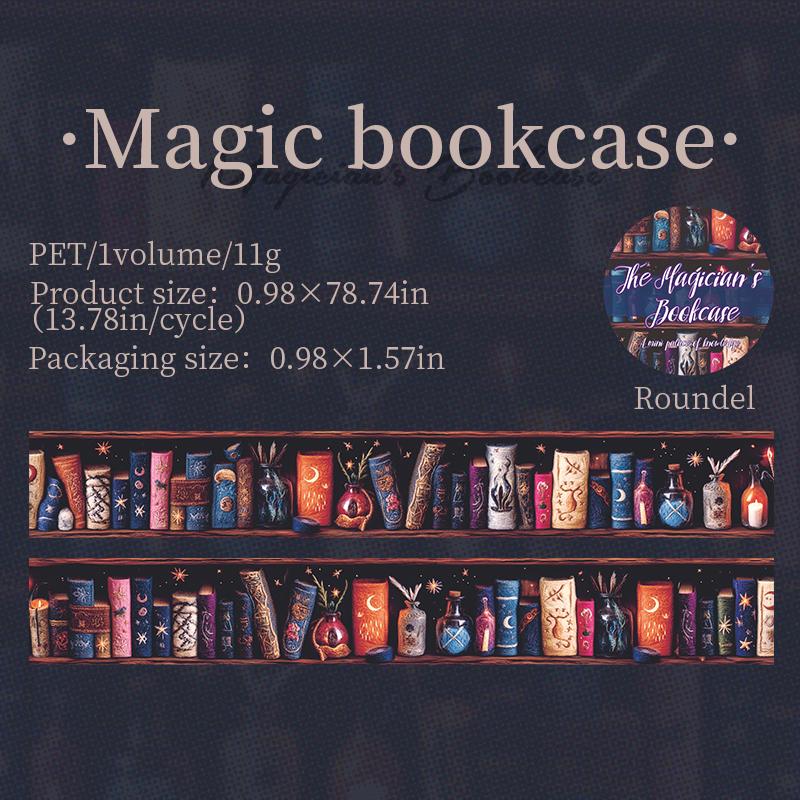 

2m/roll Magician Bookcase Series PET Stickers Creative Collage For DIY Journal Scrapbooking Material Aesthetic Masking Tape