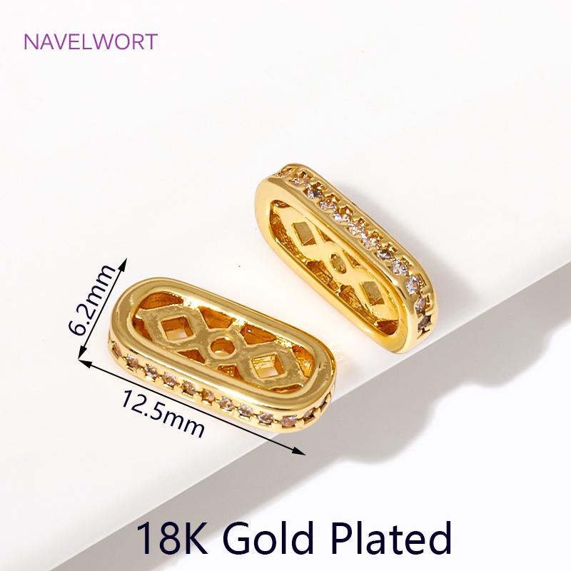 18K Gold Plated Inlaid Zircon Multi Strands Spacer Beads Bar,Bracelets Separators Bar,For Jewelry Making Supplies DIY Findings