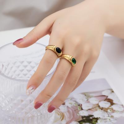 Simple Rings, Color-fading Black Emerald Gem Rings