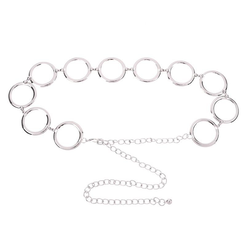 ‘1Pc Luxury Fashion Women Metal Chain Belt Large Metal Ring Waist Strap Dress Coat Skirt Lady Decorative Waistband