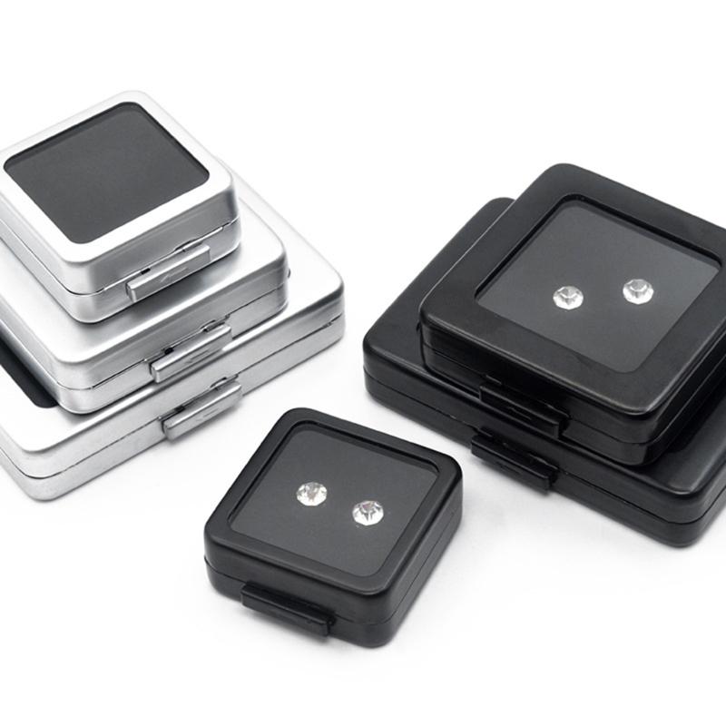 Square Loose Diamond Display Package Box Metal Memory Sponge Gem Stone Beads Pendant Organizer Holder Showcase