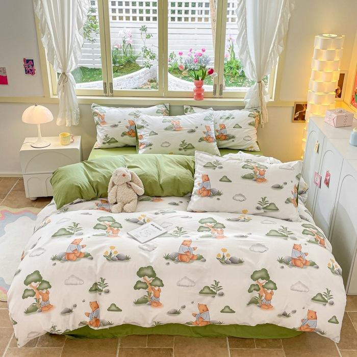 Class A Maternal And Infant Grade Washed Cotton Double-Layer Yarn4-Pcs Set Bed Hat Student Bed 3-Pcs Set Bed Sheet Quilt Cover Quilt Cover
