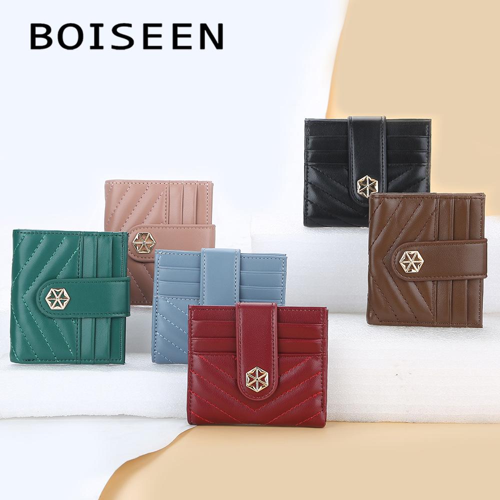 Women's Fashionn Short Purse Korean Style Snap Button Wallet Candy Color Coin Purse Multi-card Slots Billfold Pu Leather Card Holder