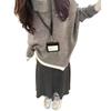 Women's High-Waisted Gray Knit Midi Skirt with Letter Print, Plus Size - 2025 Autumn/Winter Collection