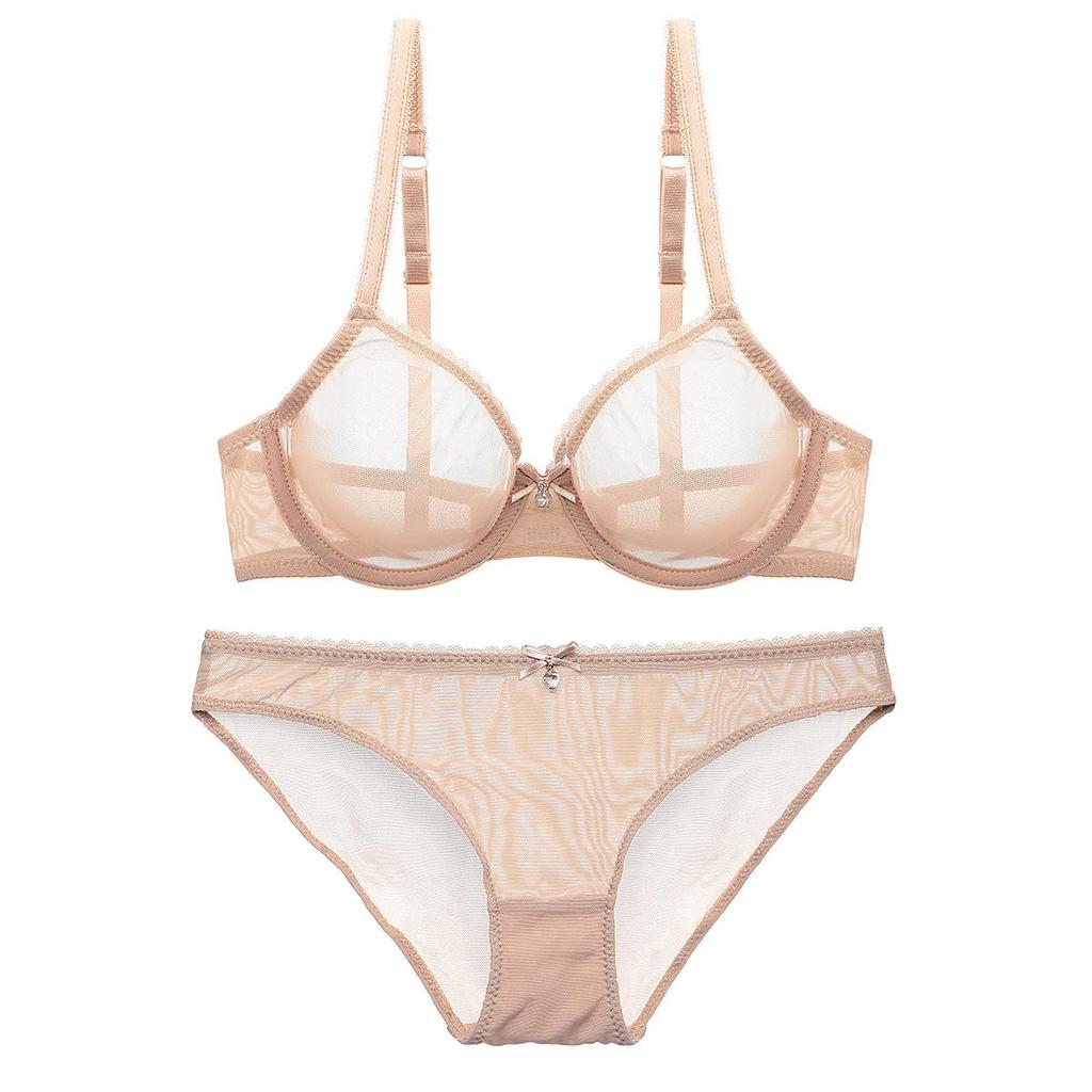 Plus Size European-American French Ultra-Thin Transparent Lingerie Set