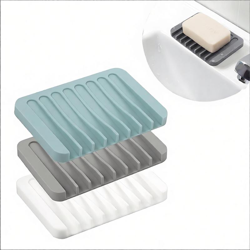 Silicone Soap Rack Free Punch Non-Slip Easy Clean Self Draining Soap Holder for Bathroom Kitchen Shower