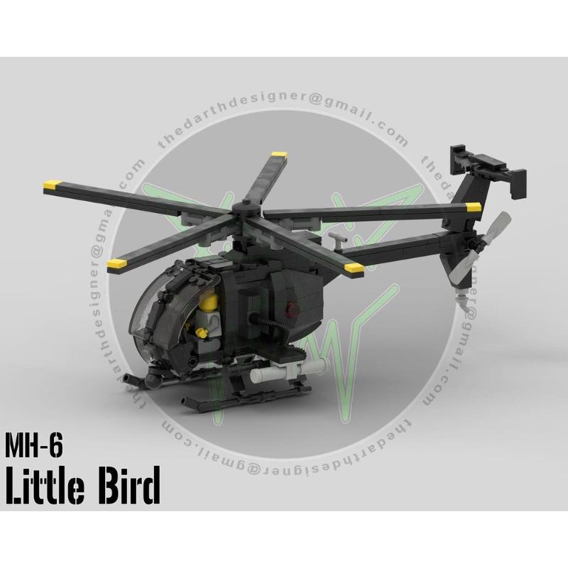 Platinum Brick BOBlocks Little Bird Helicopter MOC-124161-1MH-6 - 1:35 Scale Model