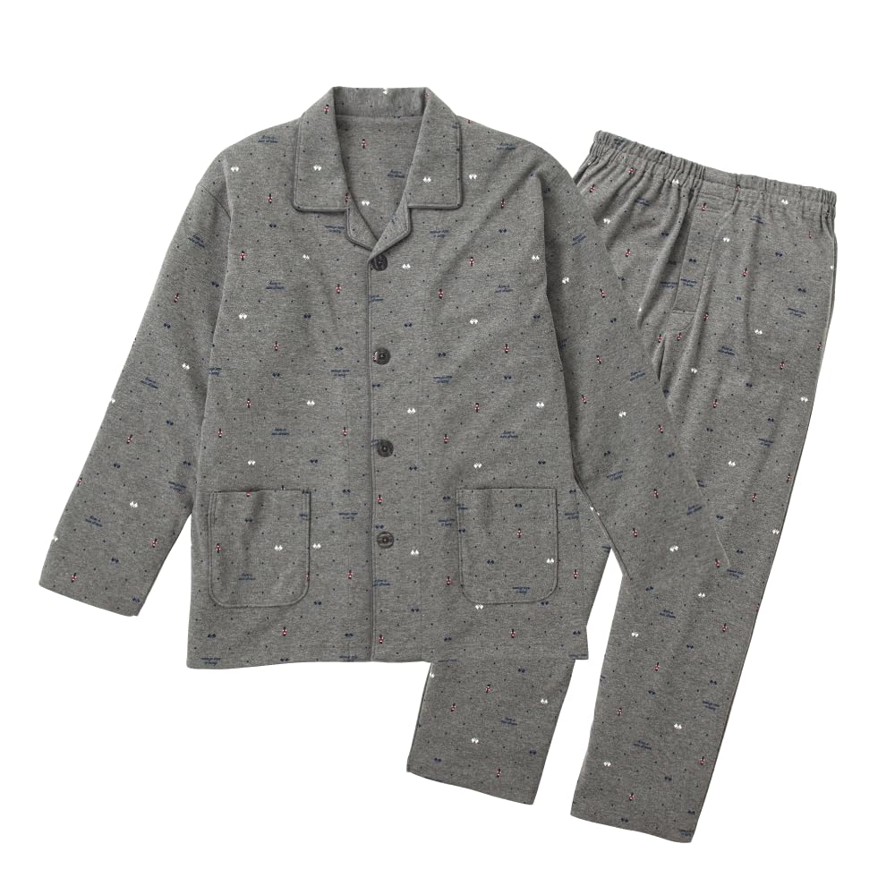 

Beisia Домашняя одежда с длинными рукавами и свободная серая мужская пижама, лето/зима, без рукавов, комплект с открытой передней частью, брюки, посадка, легкий, с рисунком,