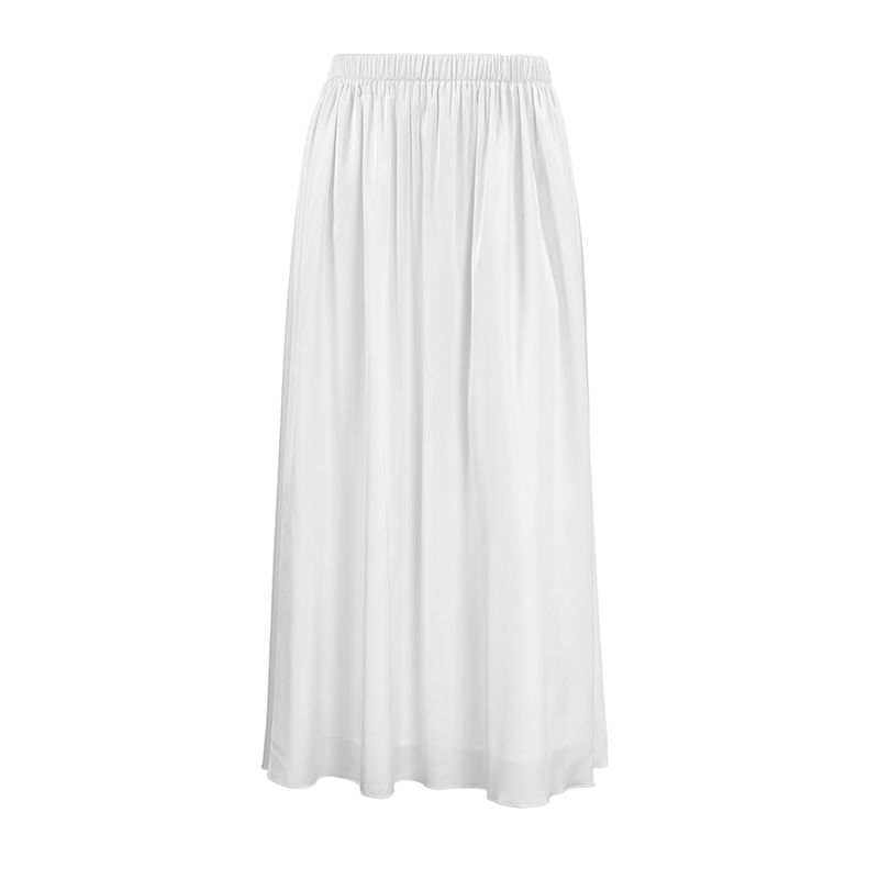 

European and American Ladies Skirt White Satin Ice Silk Dress 2025 Summer New Arrival K-style Casual Skirt White L(Recommend 60.00 kg-65.00 kg)