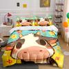 Cute Cartoon Cow With Floral Background Print Soft Comfortable Duvet Cover Bedding Set Included 1*Duvet Cover  2*Pillowcases
