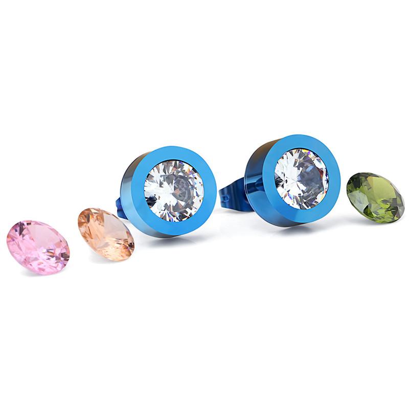Titanium Steel Jewelry Wholesale Female Crystal From Austrian 4 Color Zircon Interchangeable Couple Earrings