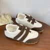 Versatile Velcro Round-toed White Shoes Women's 2025 New Autumn Retro Bread Shoes Casual Moral Training Board Shoes