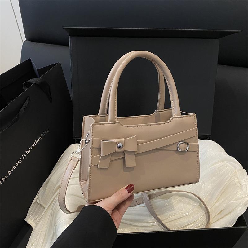 Trend Bow Portable Small Square Bag Spring New Simple Texture Shoulder Bag Messenger Bag