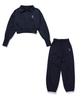 Awesome Studio [Set] Collared Crop Sweatshirt & Jogger Pants Set-Up Vintage Navy