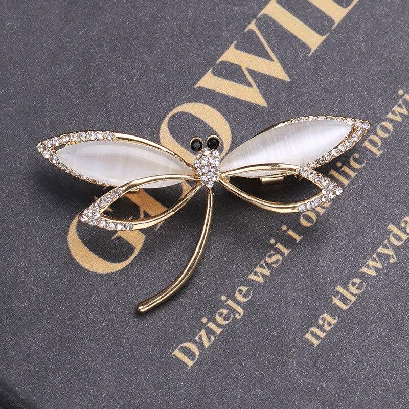 Blucome Kreative neue Opal Libelle Brosche Mode Legierung Insekt Pin Damen Mantel Pullover Kleidung Zubehör