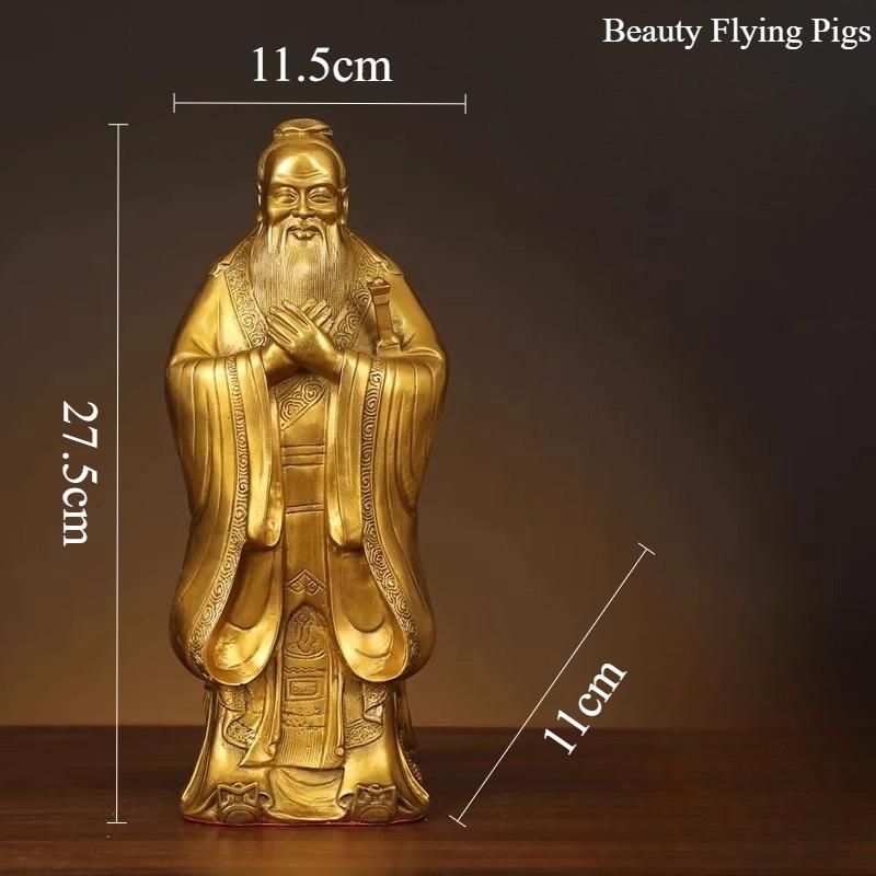 1pc Metal Confucius Ornament Home Foyer Decoration Confucius' Office Desktop Decoration Metal Statue Craftsmanship Chinese Style