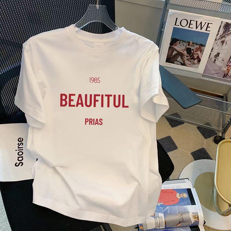 Cotton Short-sleeved T-shirt Women's Loose Original Style New Letter Printing Student T-shirt Ins Women's Fashion