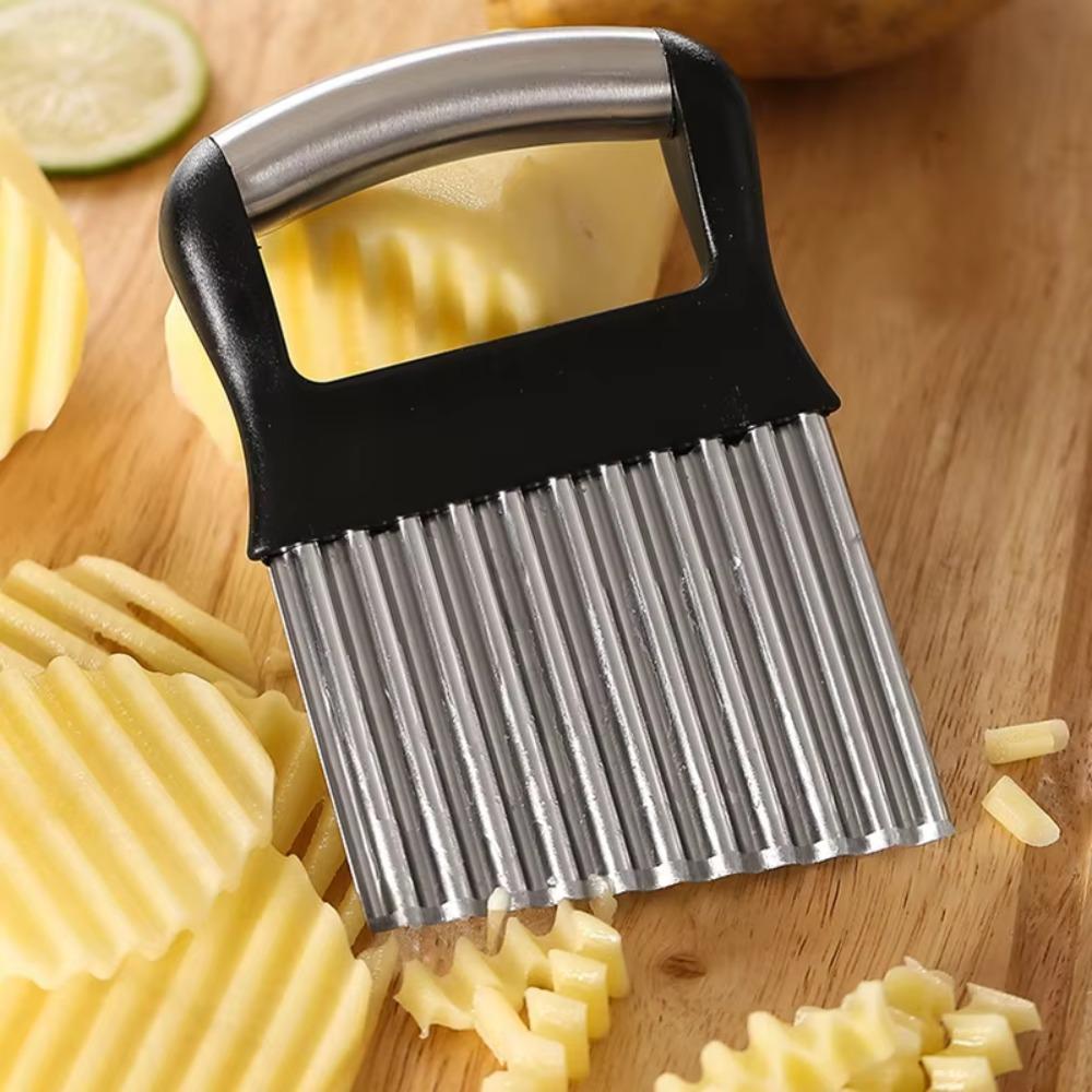 Stainless Steel Crinkle Cutter Manual Wavy Chopper Multifunctional Potato Slicer  Vegetable