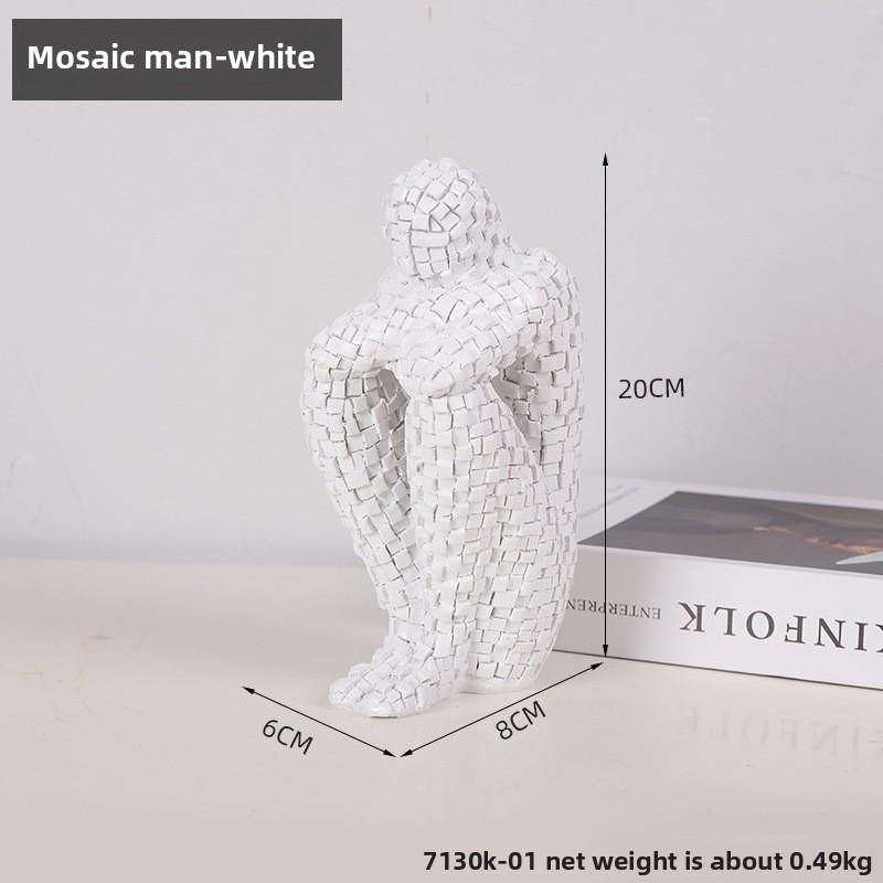 Minimalist Modern Mosaic Resin Sculpture For Home Office Living Room Decor Gift