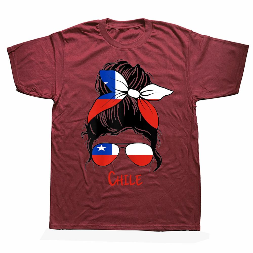 Roliga Chilenska Chile Flick Flagga T-shirts Sommarstil Grafisk Bomull Streetwear Kortärmad Födelsedagspresenter T-shirt Herrkläder