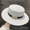 French retro straw hat women's sunshade sunscreen summer hat sun hat belt buckle outdoor woven Hepburn top hat