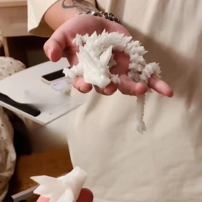 1PC explosion luminous dragon 3d printing dragon gradual change crystal dragon full joint movable simulation toy desktop ornament