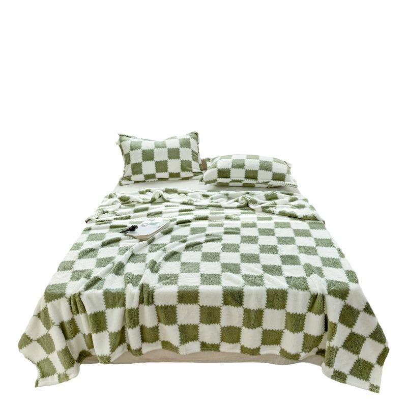 Panda Plaid Plush Flannel Blanket - Thick, Comfortable, and Cozy for Autumn and Winter