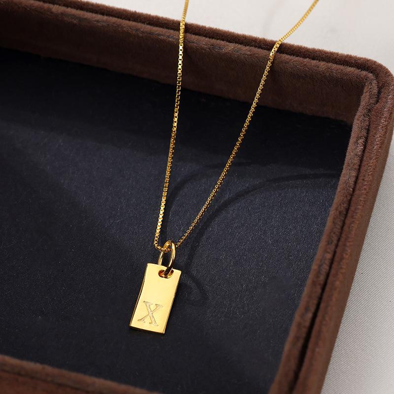 Banyan Tree Sterling Silver Square Letter Pendant Necklace